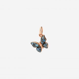 Dodo - Ciondolo Farfalla Prezioso - Oro Rosa 9K - Zaffiri Blu