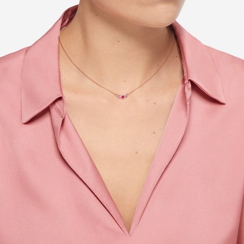 Dodo - Collana Bollicine - Oro Rosa - Zaffiro, Rubino, Ametista