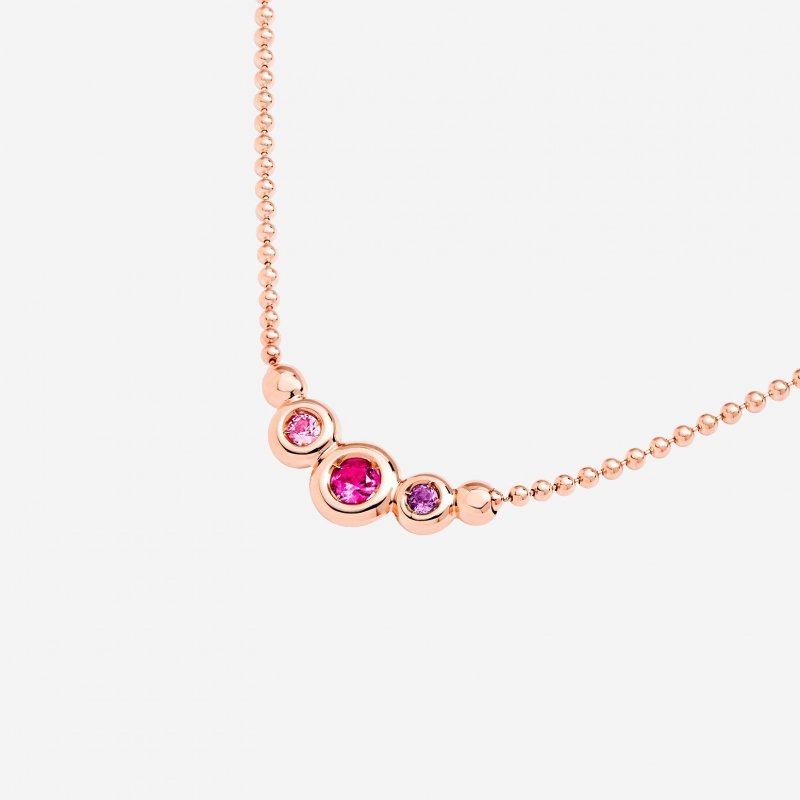 Dodo - Collana Bollicine - Oro Rosa - Zaffiro, Rubino, Ametista