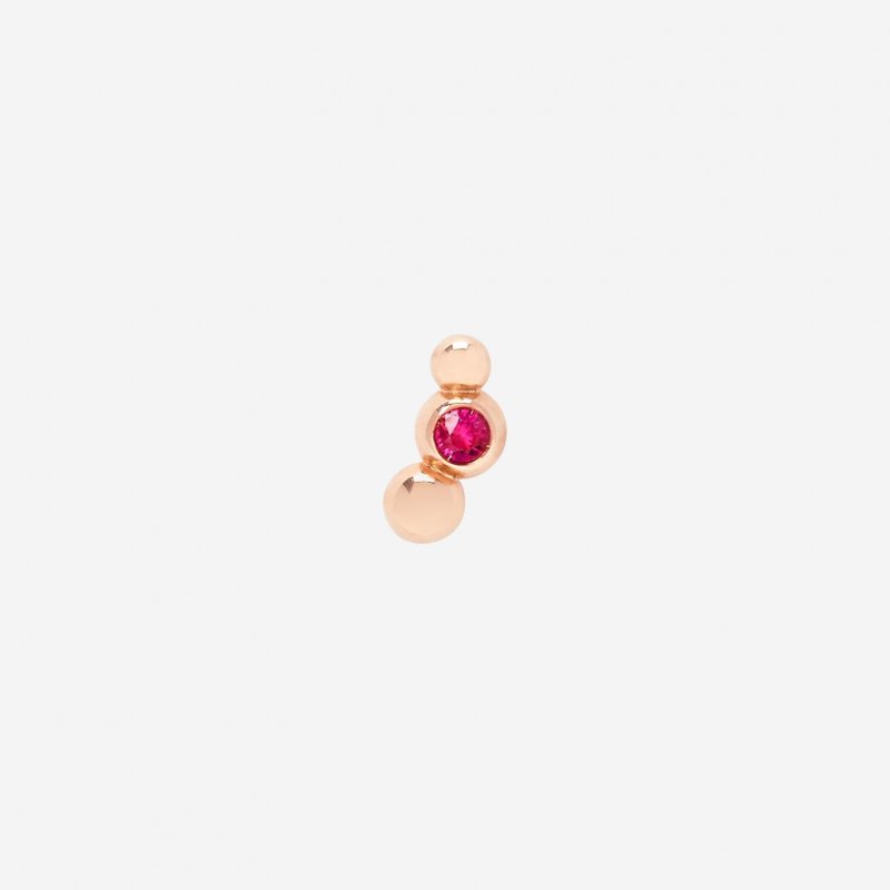 Dodo - Orecchino Bollicine - Oro Rosa 9K - Rubino