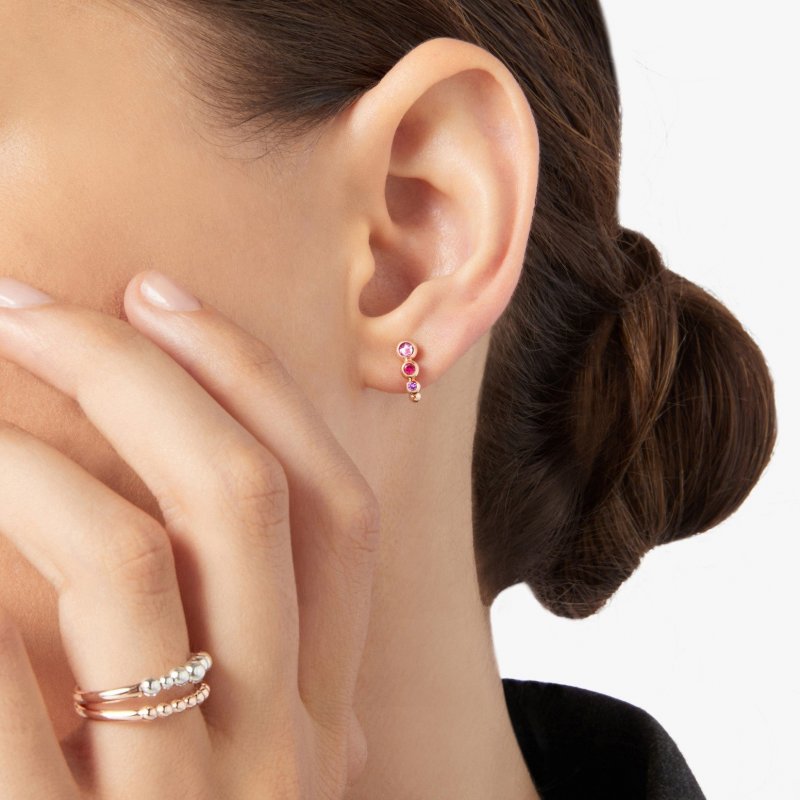 Dodo - Orecchino Bollicine - Oro Rosa 9K - Zaffiro Rosa