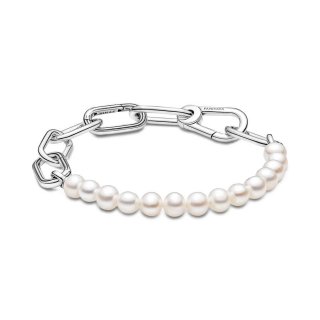 Bracciale maglia link con perle coltivate d’acqua dolce trattate Pandora ME
