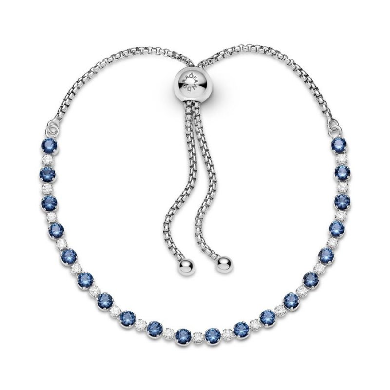 Bracciale Tennis Blu con Chiusura Regolabile