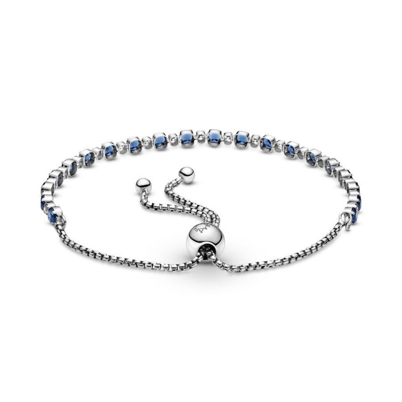 Bracciale Tennis Blu con Chiusura Regolabile