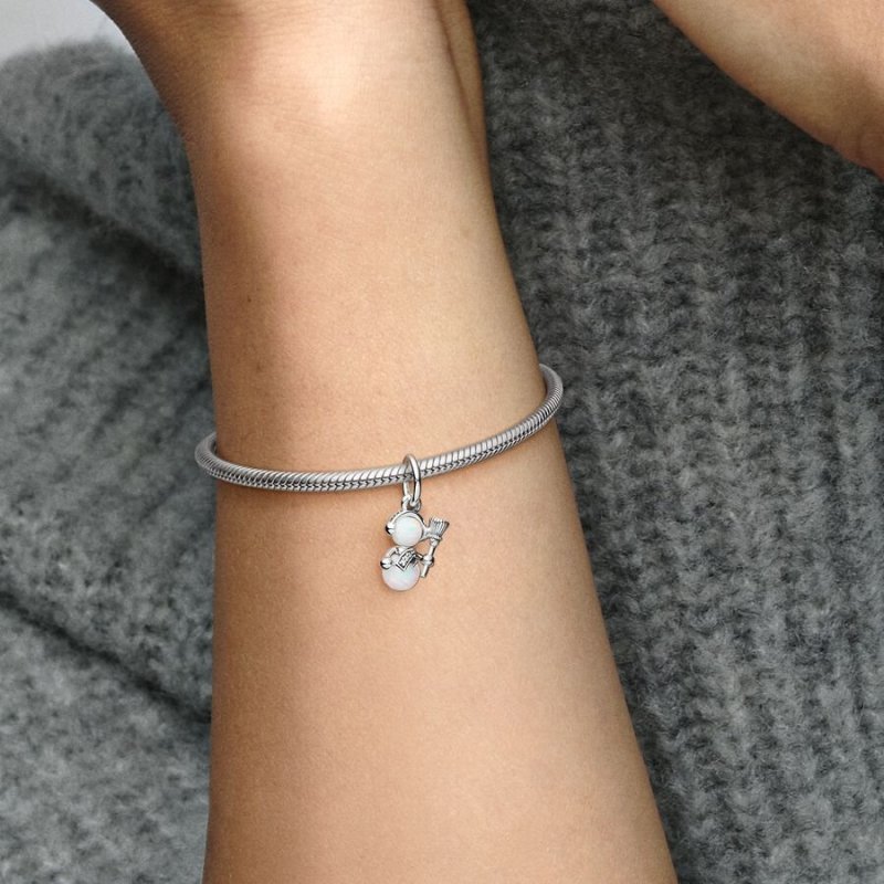 Charm Pendente Pupazzo di Neve Opale
