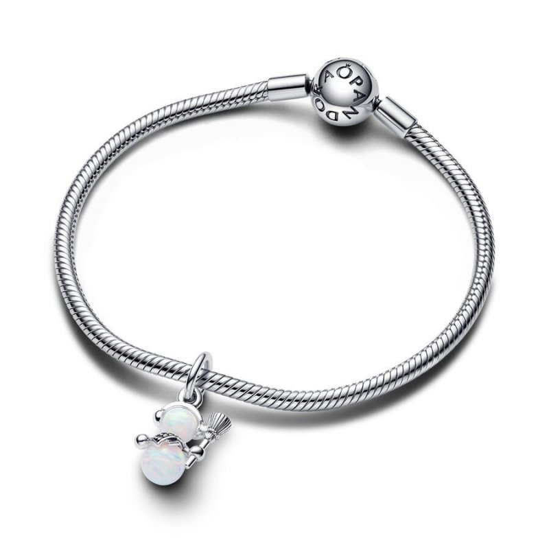Charm Pendente Pupazzo di Neve Opale