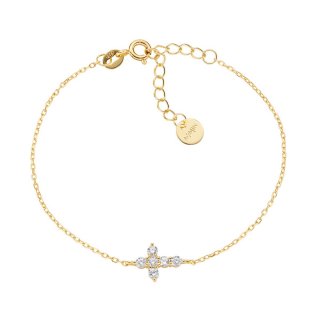 Bracciale Dorato Croce Con Zirconi Bianchi