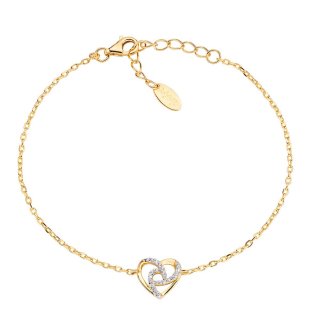Bracciale "Cuore" In Argento Dorato Con Zirconi