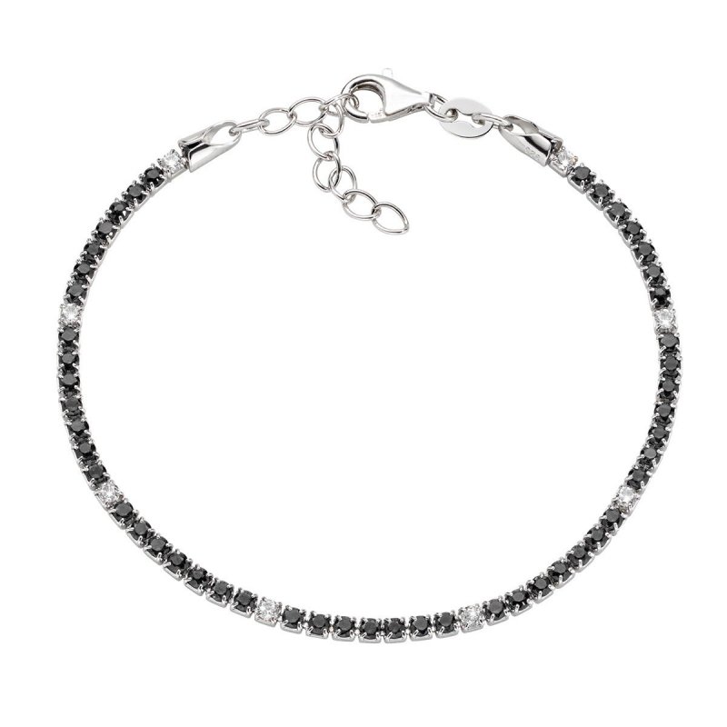Bracciale Tennis Rodio Zirconi Neri