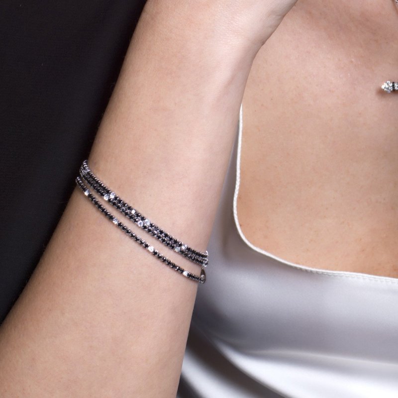 Bracciale Tennis Rodio Zirconi Neri