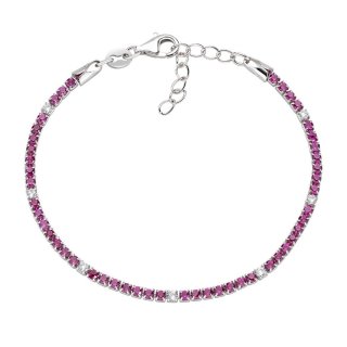 Bracciale Tennis Rodio Zirconi Rossi