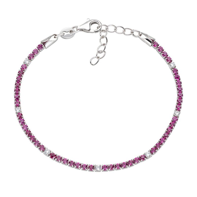 Bracciale Tennis Rodio Zirconi Rossi