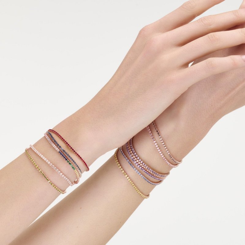 Bracciale Tennis Rodio Zirconi Rossi