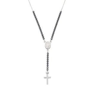 Collana Stile Rosario Con Tennis Nero