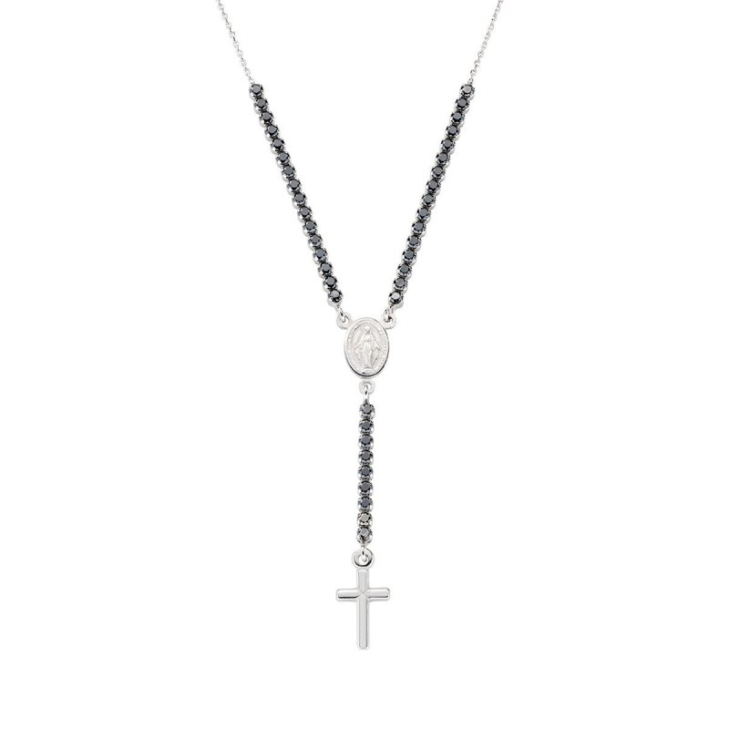 Collana Stile Rosario Con Tennis Nero