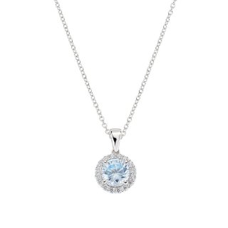 Collana Diamond Con Zircone Tondo Acquamarina