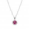 Collana Diamond Con Zircone Tondo Rubino