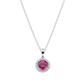 Collana Diamond Con Zircone Tondo Rubino