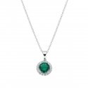 Collana Diamond Con Zircone Tondo Verde