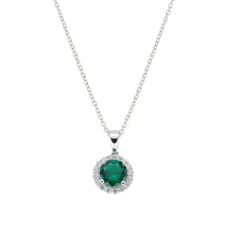Collana Diamond Con Zircone Tondo Verde