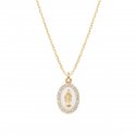 Collana Mini Medaglia Miracolosa Smaltata Bianco Perla