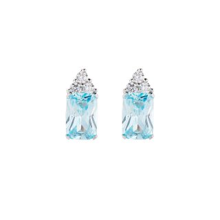 Orecchini Princess Con Zirconi Acqua Marina E Bianchi