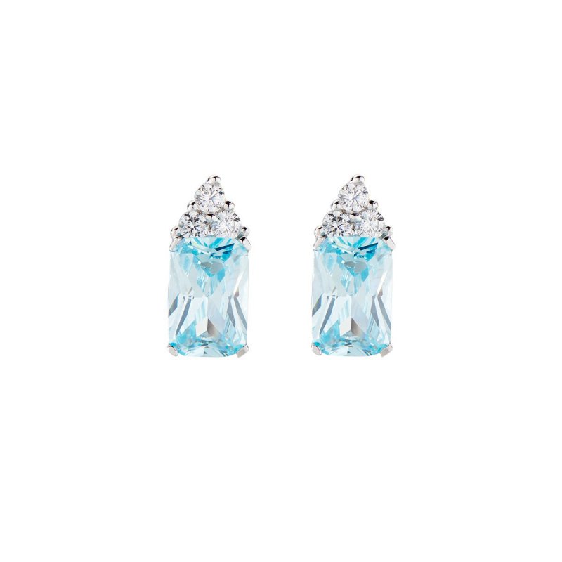 Orecchini Princess Con Zirconi Acqua Marina E Bianchi