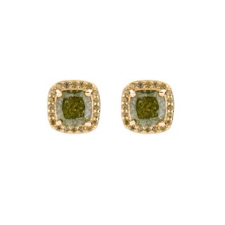 Orecchini Dorati Con Creek Stone E Zirconi Verde Oliva