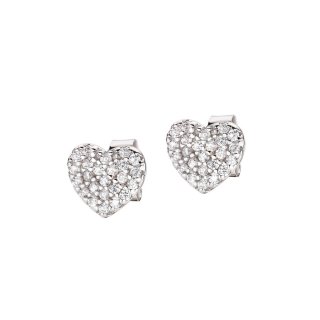 Orecchini "Cuore" In Argento Con Zirconi