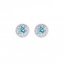 Orecchini Diamond Con Zircone Tondo Acquamarina