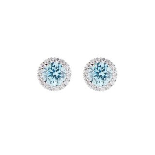 Orecchini Diamond Con Zircone Tondo Acquamarina