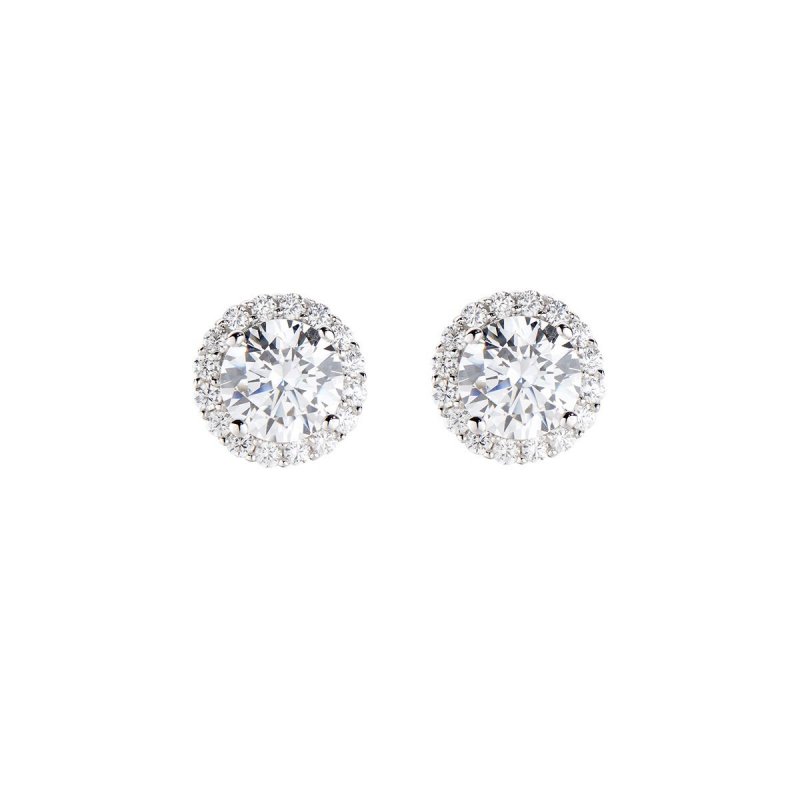 Orecchini Diamond Con Zircone Tondo Bianco