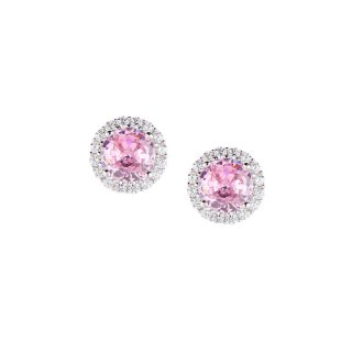Orecchini Diamond Con Zircone Tondo Rosa