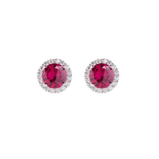 Orecchini Diamond Con Zircone Tondo Rubino