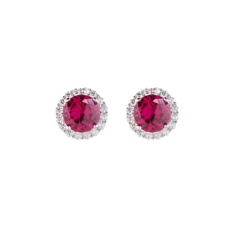 Orecchini Diamond Con Zircone Tondo Rubino