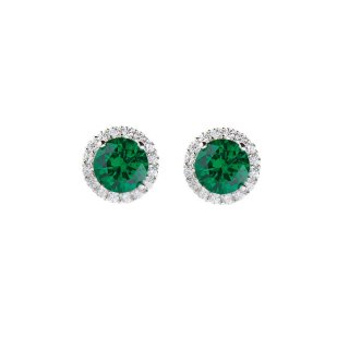Orecchini Diamond Con Zircone Tondo Verde