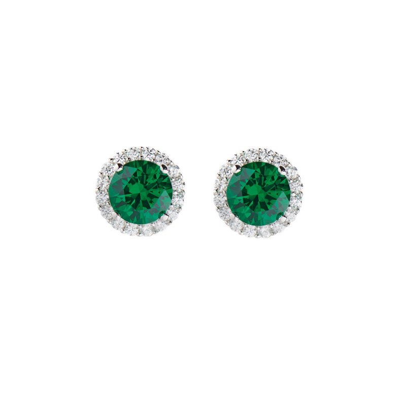 Orecchini Diamond Con Zircone Tondo Verde