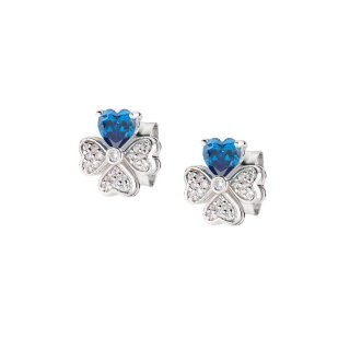 Orecchini "Quadricuore" In Argento Con Zirconi