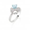 Anello Quadricuore Acquamarina
