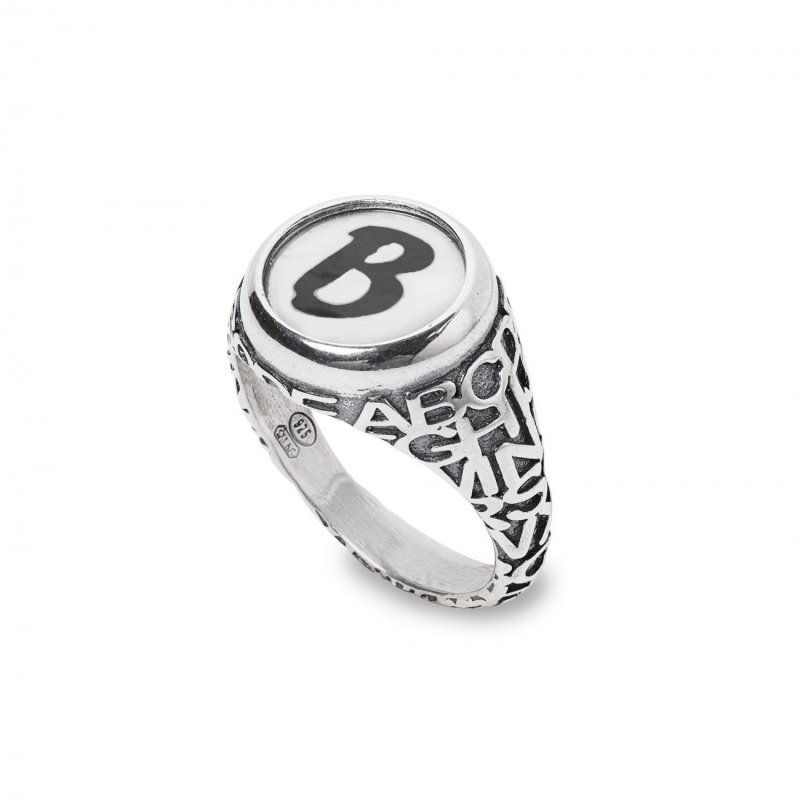 Gerardo Sacco - Anello Lettera B - Argento - Onice