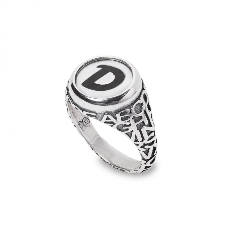 Gerardo Sacco - Anello Lettera D - Argento - Onice