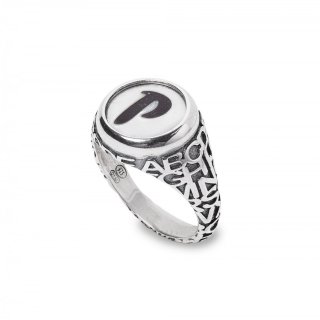 Gerardo Sacco - Anello Lettera P - Argento - Onice