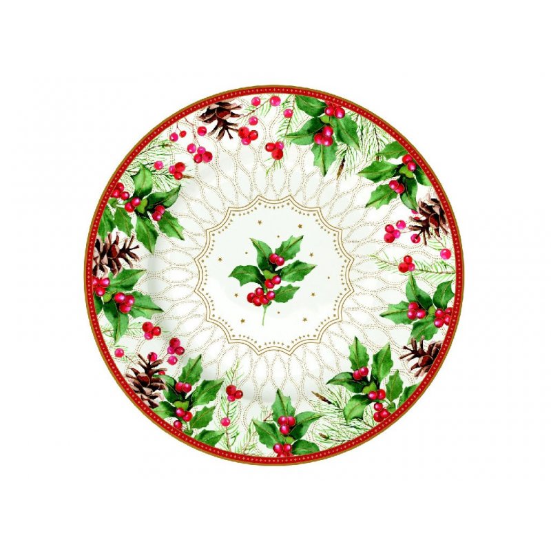 Easy Life - Piatto Dessert Bacche Di Natale - 19 Cm