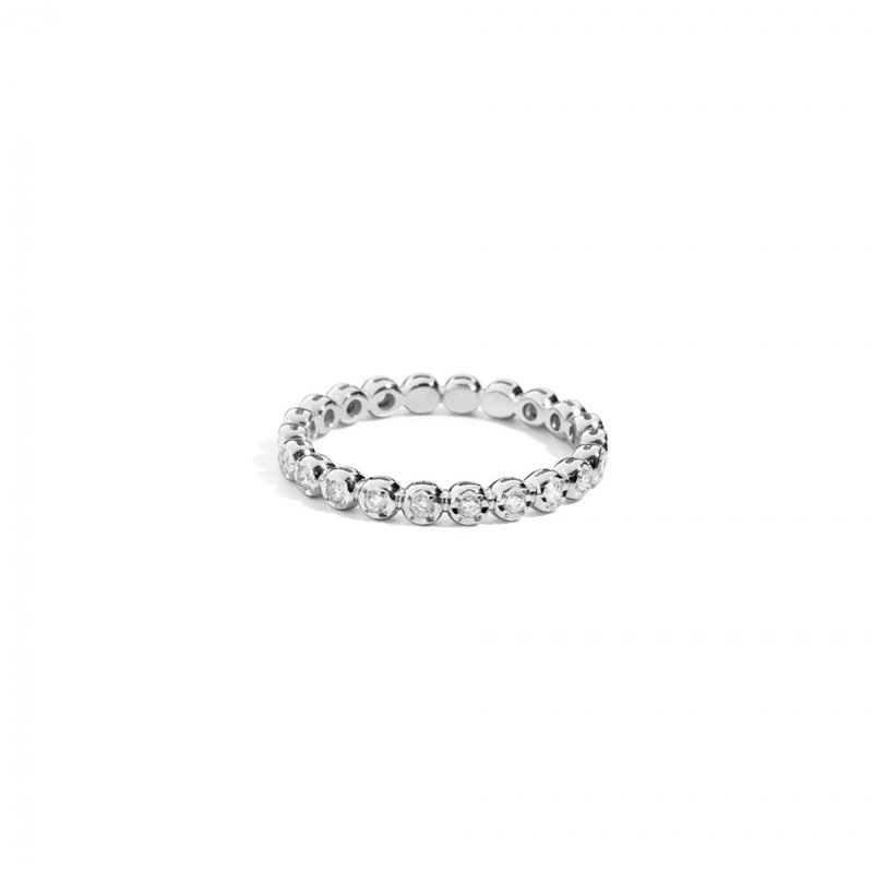 Anello Veretta In Oro Bianco E Diamanti - Face Round