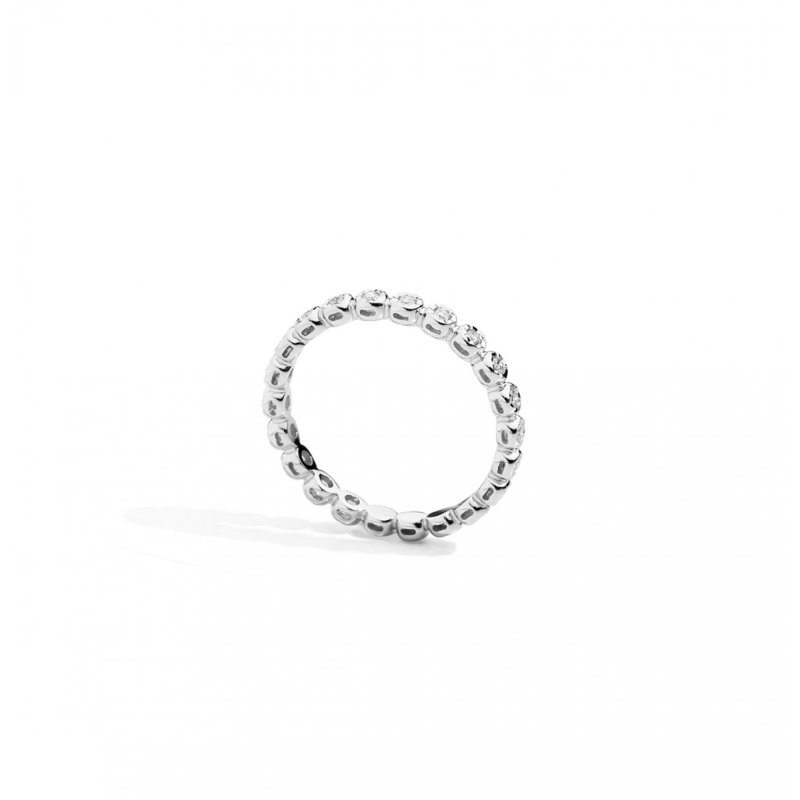 Anello Veretta In Oro Bianco E Diamanti - Face Round