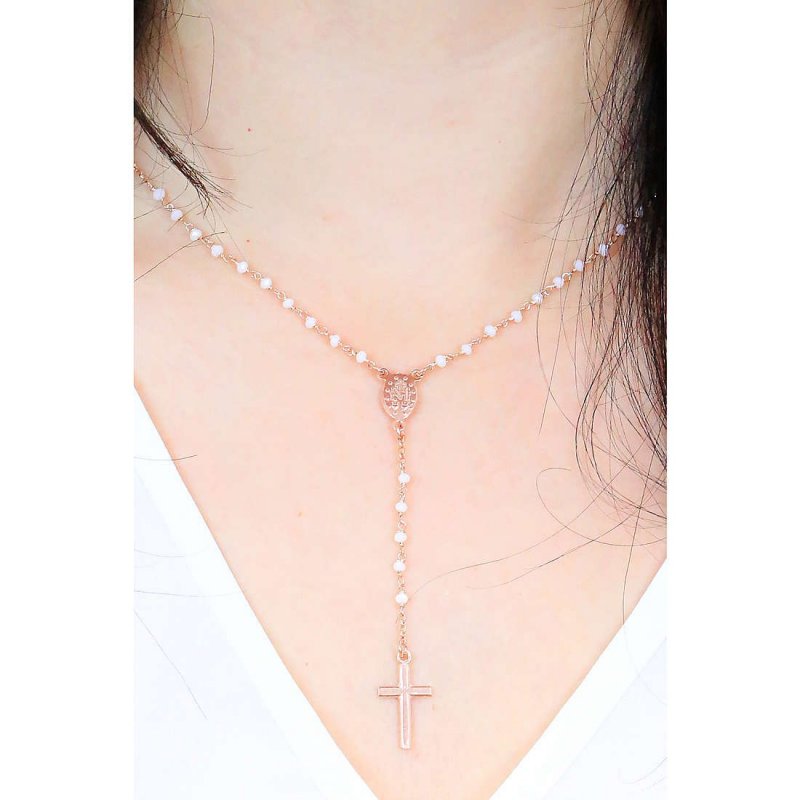 Amen - Collana Cro10Rbi4 - Argento Rosè - Cristalli