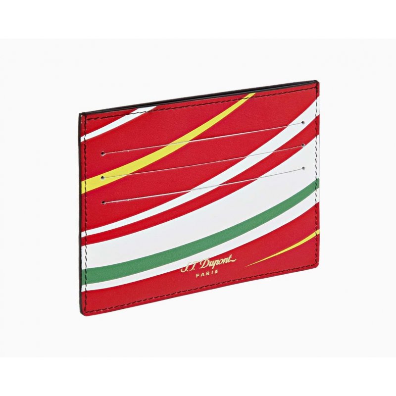 St Dupont - Portacarte 24 H Du Mans - Pelle Di Vitello - Rosso