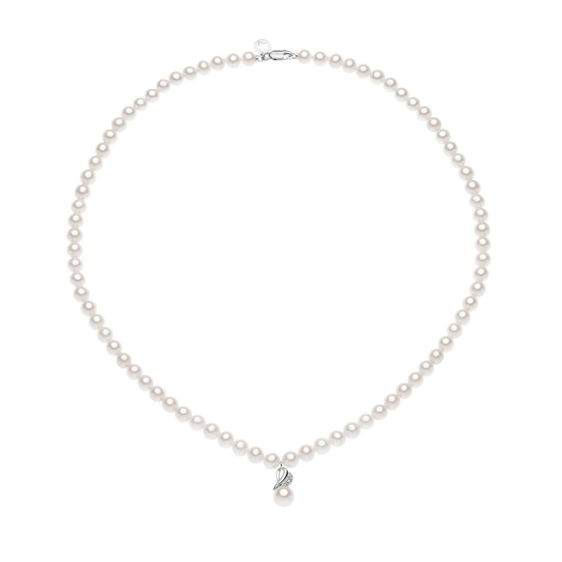 Collana Filo Perle Con Perla E Diamanti