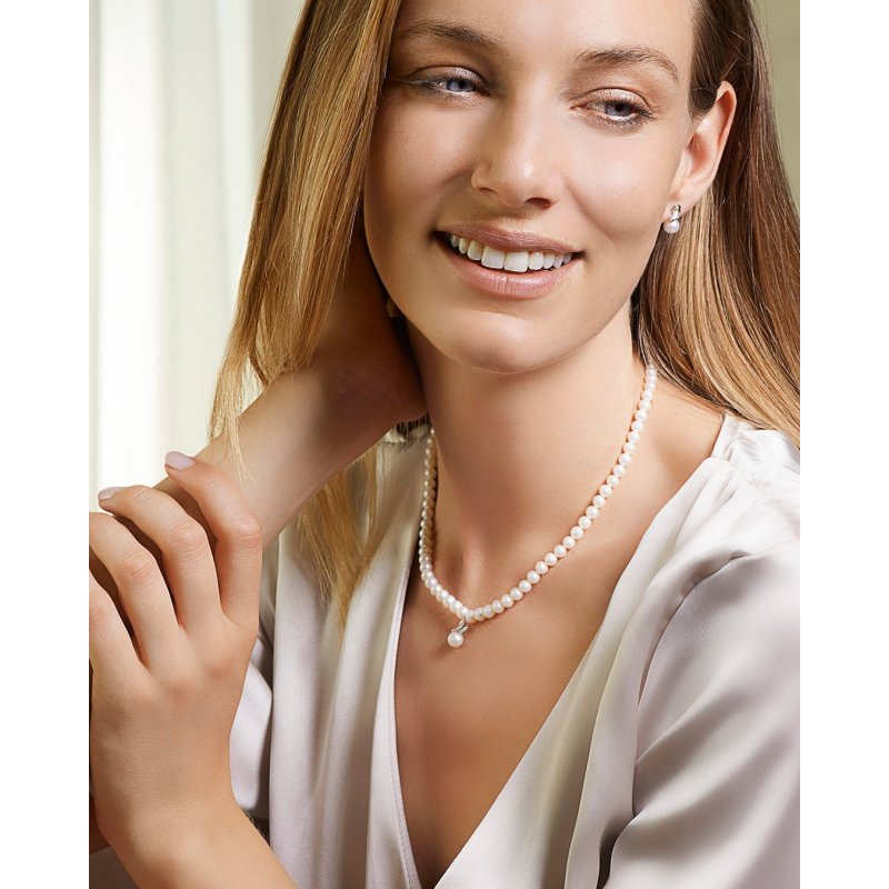 Collana Filo Perle Con Perla E Diamanti