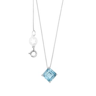 Collana In Oro Bianco Con Topazio Azzurro Carrè